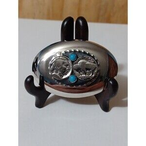 Buffalo Nickles Native American Indian Faux Turquoise Belt Buckle Zuni Tribe USA
